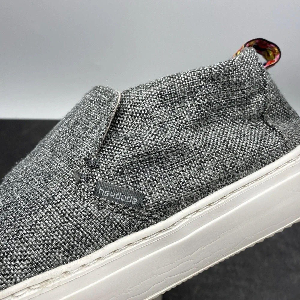 Hey Dude PEYTON Slip On Flats Women's US 8 Linen‎ Grey Black Style Comfort Shoes